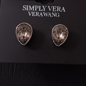 VERA WANG Goth Gunmetal Gray Crystal Teardrop Stud Earrings**NEW!